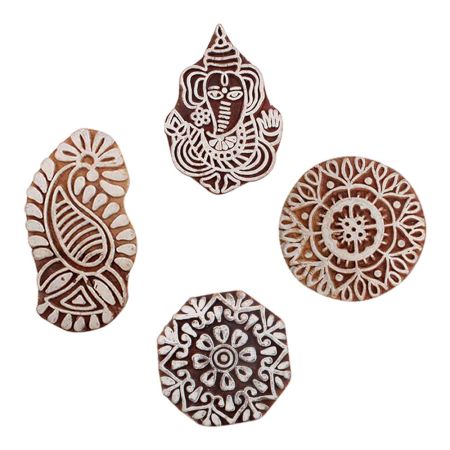 Set of 4 Piece New Mix Wooden Printing Block